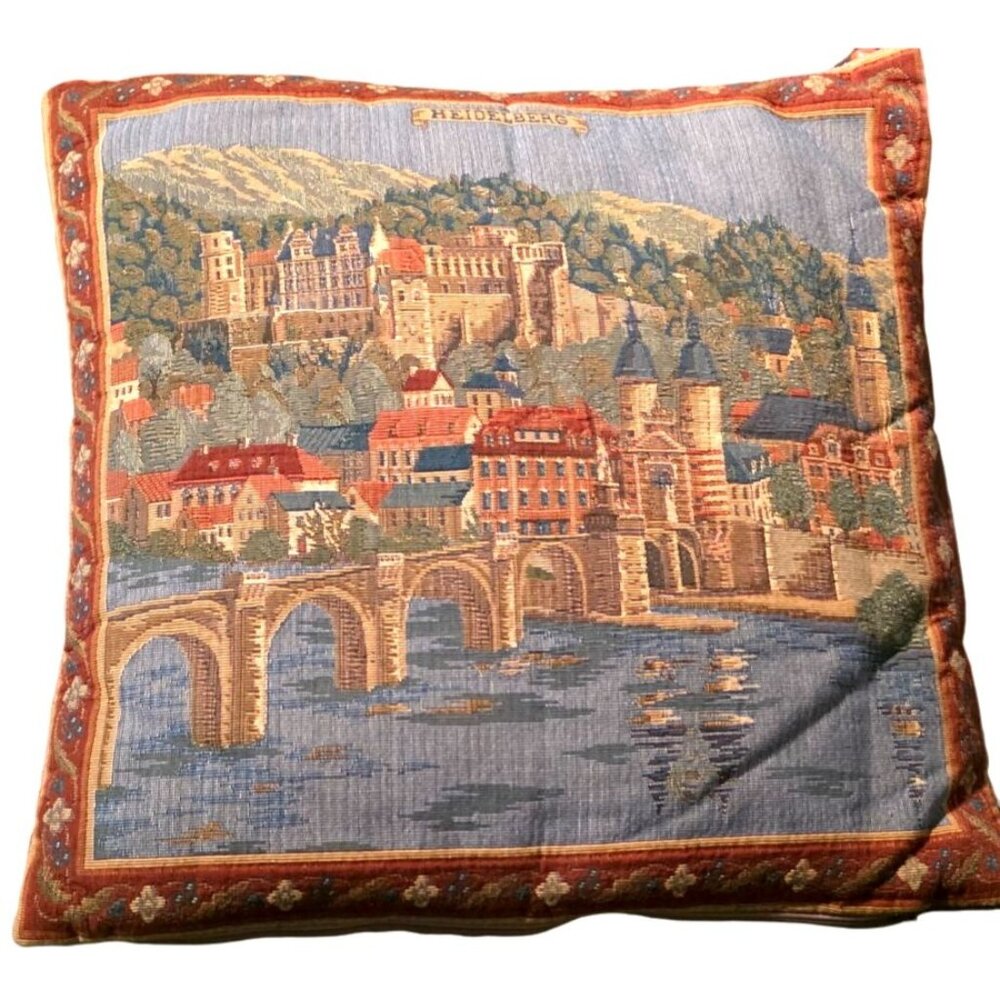 Tapestry Pillow Heidelberg Scenic Cover With Zipper Closure 17x16 Inches Decorat